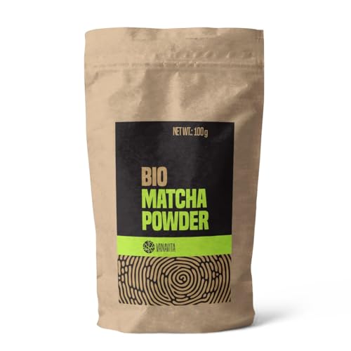 VanaVita Matcha Pulver - BIO Matcha Pulver aus Japan, Superfood mit Bioqualität, reich an bioaktiven Substanzen, ideal für Matcha-Latte, Smoothies & mehr, BIO Matcha Pulver 100 g von VanaVita