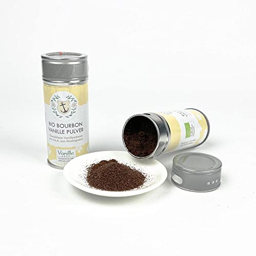 40g Bio Vanillepulver aus Madagaskar | gemahlene Bourbon Vanilleschoten aus k.b.A. | zum Backen und Kochen | Pures Vanille Aroma | Top Vanille Qualität von Vanille Shop Hamburgisches Genusskontor