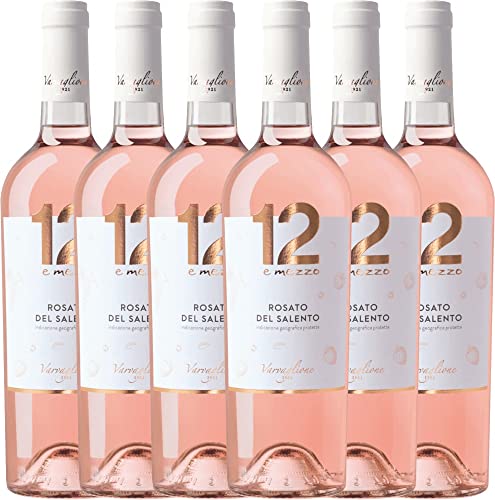 VINELLO 6er Weinpaket Rosé - 12 e Mezzo Rosato - Varvaglione mit einem VINELLO.weinausgießer | 6 x 0,75 Liter von Varvaglione