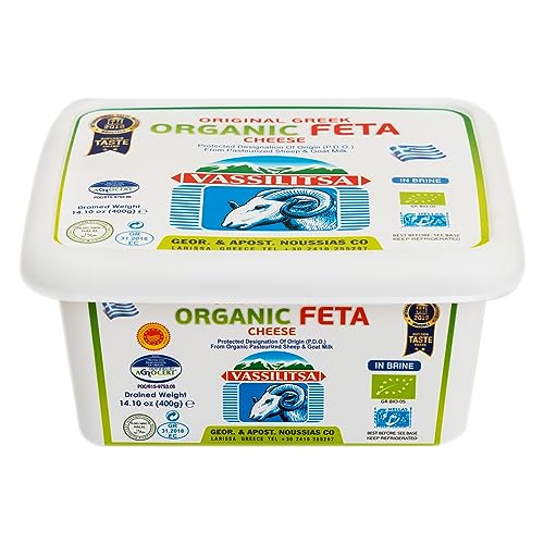 Vassilitsa BIO Feta in Salzlake - 1x 400gramm Behälter - BIO Fetakäse BIO Schafkäse BIO griechischer Feta Schafskäse 43% Fett i.Tr. aus Griechenland Plastikbehälter glutenfrei Halal biologisch von Tirrito