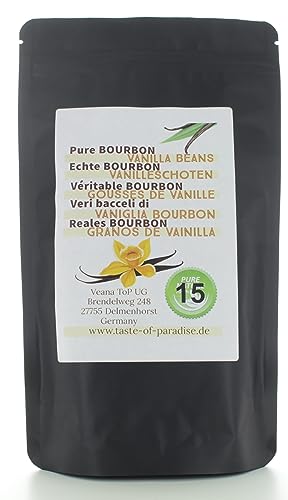 Bourbon Vanilleschoten 14-16 cm aus Madagaskar, Grade A - Top Gourmet Qualität, ganze Schoten, 5-100 Stück (14-16cm, 15, stück) von Vaynilla