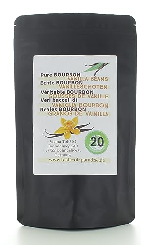 Bourbon Vanilleschoten 14-16 cm aus Madagaskar, Grade A - Top Gourmet Qualität, ganze Schoten, 5-100 Stück (14-16cm, 20, stück) von Vaynilla