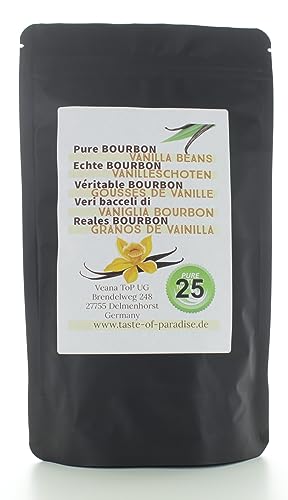 Bourbon Vanilleschoten 14-16 cm aus Madagaskar, Grade A - Top Gourmet Qualität, ganze Schoten, 5-100 Stück (14-16cm, 25, stück) von Vaynilla