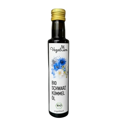 Vegablum Bio Schwarzkümmelöl, ungefiltert -THYMOCHINON 1.600 mg,250 ml - vegan, 1. Kaltpressung, aus ägyptischer Nigella Sativa von Vegablum