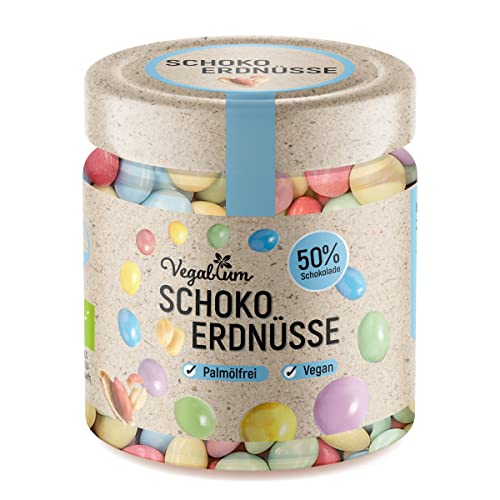 Vegablum Schoko Erdnüsse | Bio, Vegan & Plastikfrei | Nüsse, Schokolade, Snacks, Süßigkeiten im Glas, 1er Set (100g) von Vegablum