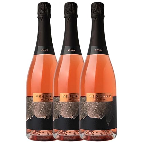 Vegamar Rosado Grenache Brut Natur Cava 75 cl (Schachtel mit 3 Flaschen von 75 cl) von VEGAMAR