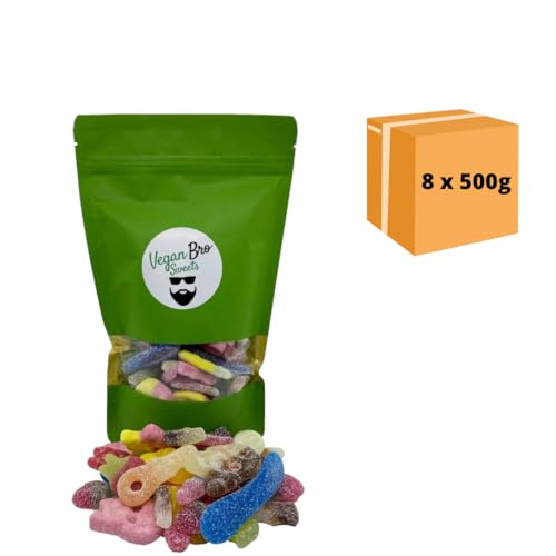 Vegan Bro SWEETS Big Bag sauer - Vegane Fruchtgummis Weingummi Candy Bar - perfekt zum verschenken 8x 500g von Vegan Bro SWEETS