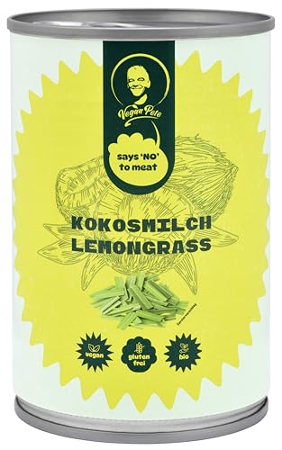 VEGAN PETE - Kokosmilch Lemongrass, Bio-Kokosmilch zum Kochen mit Lemongrass verfeinert, 6 x 400ml von Vegan Pete