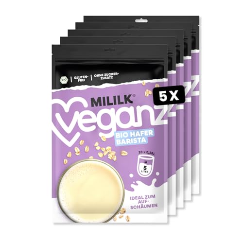 BIO Veganz Mililk Hafer Barista | 5x5l - 25l | bio, vegan & 100% pflanzlich, glutenfrei, laktosefrei, ohne Zuckerzusatz, Hafer aus Europa, lange haltbar, Haferdrink von Veganz Mililk