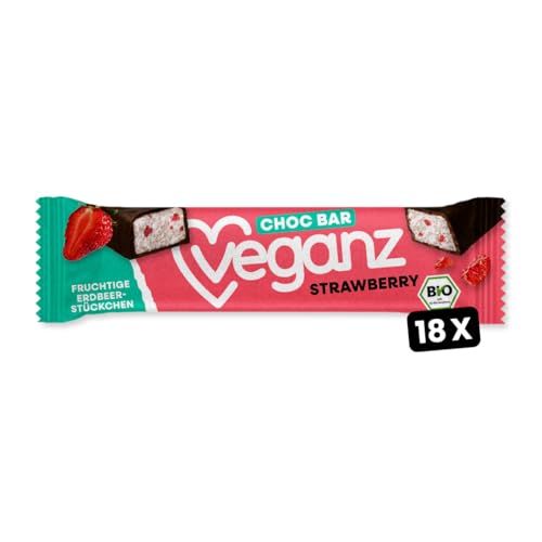 BIO Veganz Choc Bar Strawberry 18er Pack | 18 x 35g | vegan | mit fruchtige Erdbeerstückchen von Veganz