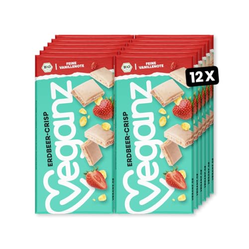 BIO Veganz Erdbeer-Crisp 12er Pack | 12 x 80g | feine Vanillenote | vegan | plastikfrei von Veganz