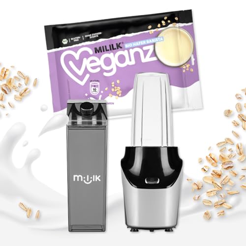 VEGANZ Mililk® Bio Haferdrink Starter Pack - Komplett Set mit Mixer, Kannen und Hafer Barista - Ohne Zuckerzusatz - Vegan von Veganz