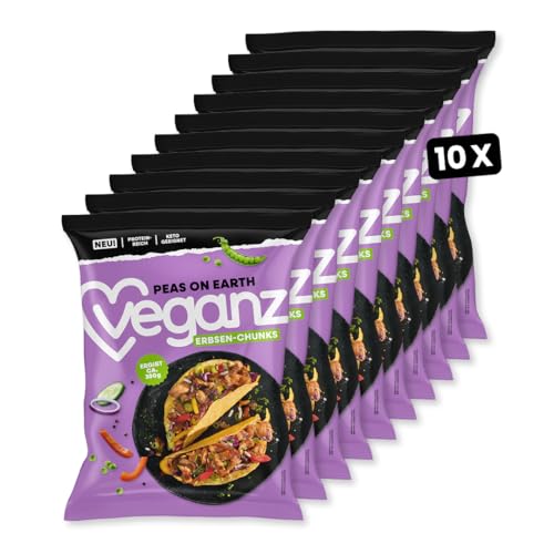 Veganz Peas on Earth Erbsen-Chunks 10er Pack | 10 x 100g | Fleischalternative zum Kochen von Veganz