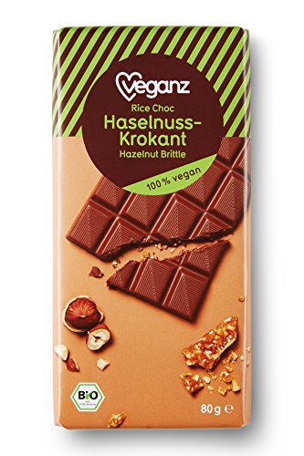 Veganz Rice Choc Haselnuss-Krokant, 6er Pack (6 x 80 g) von Veganz