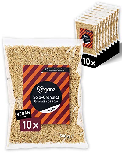 Veganz Soja-Granulat - veganes Hack mit Protein - als Fleischersatz zum Kochen - vegetarische Bolognese, Burger, Chili sin Carne - 10x 500 GR von Veganz