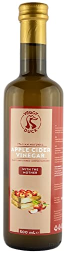 Veggy Duck - Italienischer Natürlicher Apfelessig mit Essigmutter (500ml) Roh | Ungefiltert | Rein | GVO-frei von Veggy Duck