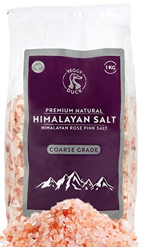 Veggy Duck - Rosa Himalaya Salz 1Kg (Grobes Salz) - Unraffiniert | Natürlich | Gentechnikfrei | Reich an Mineralien | Veganfreundlich | Gesundes Kochen | Salz aus Punjab Pakistan von Veggy Duck
