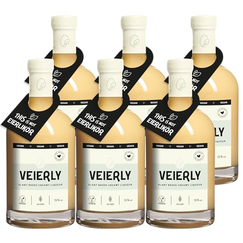 Vaierly Likör 6 x 0,5 l, Pflanzlicher Likör mit Haferbasis, Vegan & Laktosefrei, Verfeinert mit Pflanzlicher Cream-Basis mit Bourbon Vanille, Cremig & Mild, für Desserts und Eis, 15% vol. von Veierly