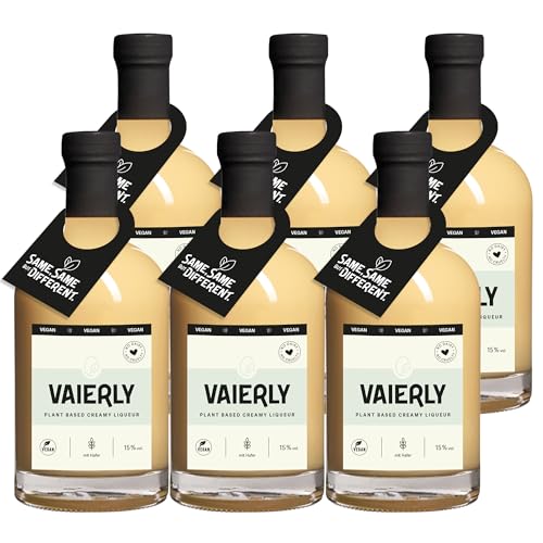 Vaierly Likör 6 x 0,5 l, Pflanzlicher Likör mit Haferbasis, Vegan & Laktosefrei, Verfeinert mit Pflanzlicher Cream-Basis mit Bourbon Vanille, Cremig & Mild, für Desserts und Eis, 15% vol. von Veierly