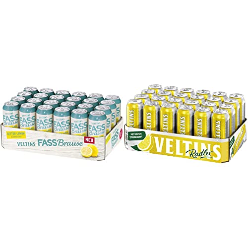 VELTINS Fassbrause Bitter Lemon Alkoholfrei, EINWEG (24 x 0.5 l Dose) & Radler, EINWEG (24 x 0.5 l Dose) von Veltins