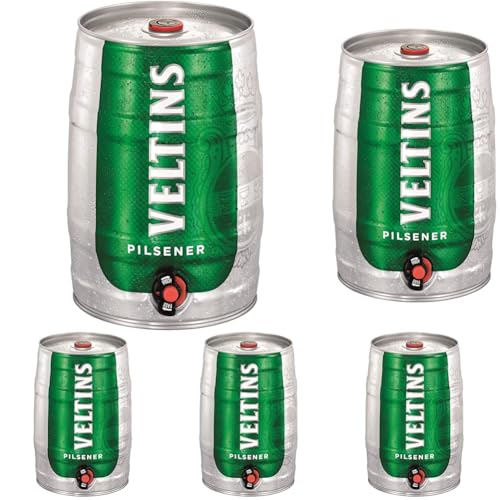 VELTINS Pilsener, Pfandfrei (1 x 5 l Partyfass) (Packung mit 5) von Veltins