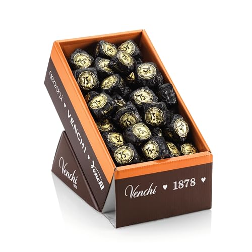 Venchi - Ausstellungsbox Chocoviar extra Zartbitterpralinen, 2 kg - 75 % zartbittere Schokolade und Chocoviar-Streusel - Packung mit 100 Stück - Glutenfrei - Vegan von Venchi