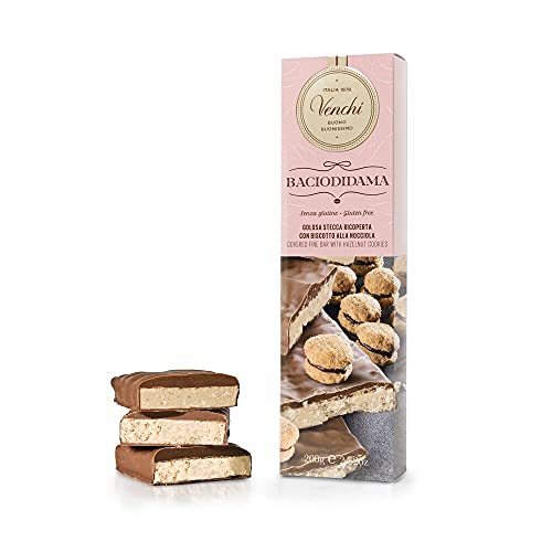 Venchi - Baciodidama Riegel - Weiße Gianduia, Haselnusskeks, Vollmilch- und Zartbitterschokolade, 200 g - Glutenfrei von Venchi