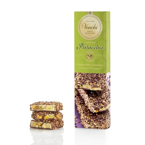 Venchi – Chocoviar Pistazien-Schokoladenriegel, 200 g – Mit knackigen Pistazien und Toffee und Kakaonibs – Glutenfrei von Venchi