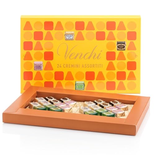 Venchi – Gelbe Geschenkbox mit verschiedenen Cremini-Pralinen, 270 g – Mit IGP-Piemont Haselnuss - Glutenfrei - Geschenkidee von Venchi