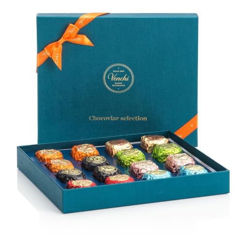 Venchi – Geschenkbox mit sortierten Chocoviar-Pralinen, 318 g - 7 verschiedene Geschmacksrichtungen – Glutenfrei - Geschenkidee von Venchi