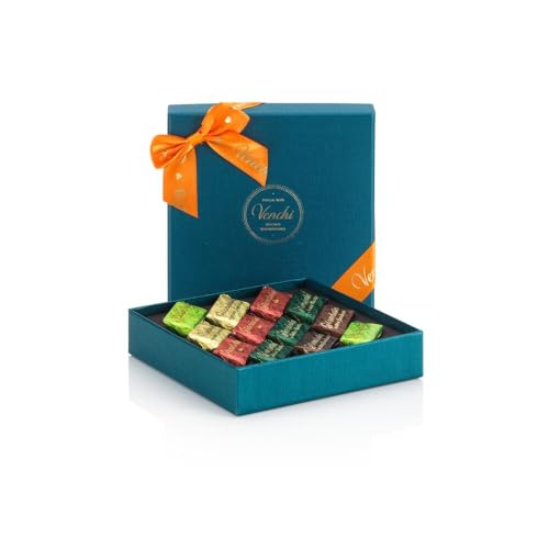 Venchi – Murrine Kollektion – Blaue Geschenkbox mit sortierten Gianduiotti-Pralinen, 110 g – Mit IGP-Piemont Haselnuss – Glutenfrei - Geschenkidee von Venchi