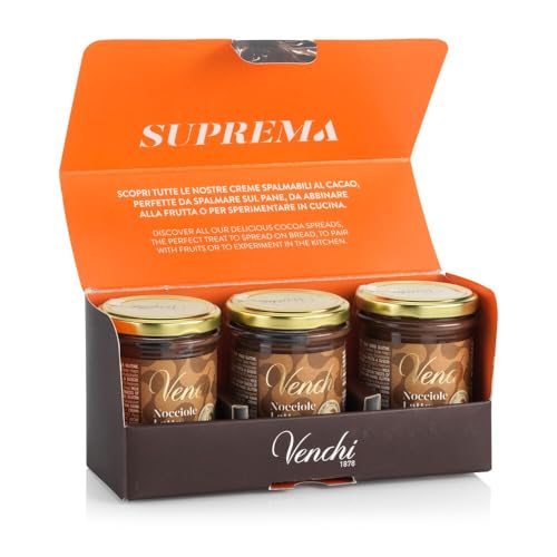 Venchi - Set Streichcreme Milch- und Haselnussschokolade - Set 3 Gläschen - IGP-Piemont Haselnuss, 600 g - Glutenfrei von Venchi