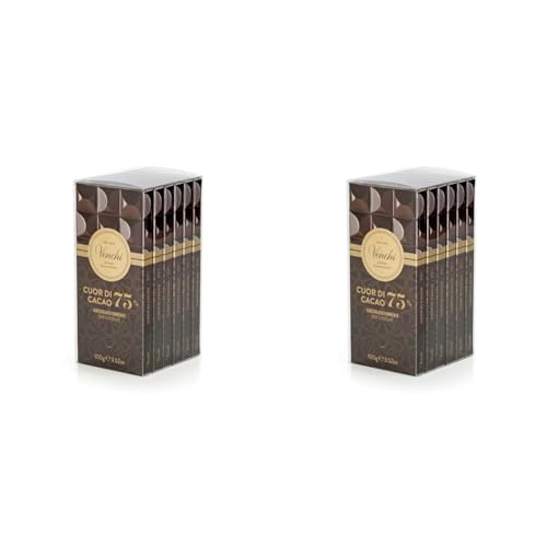 Venchi Set mit verpackten Tafeln Cuor di Cacao 75%, 600 g– Extra Zartbitterschokolade glutenfrei (Packung mit 2) von Venchi