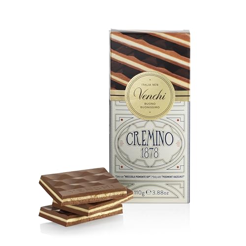 Venchi Tafel Cremino 1878, 110 g – Milchschokolade mit Haselnüssen Gianduja und weißer Schokolade mit Mandelpaste – glutenfrei von Venchi