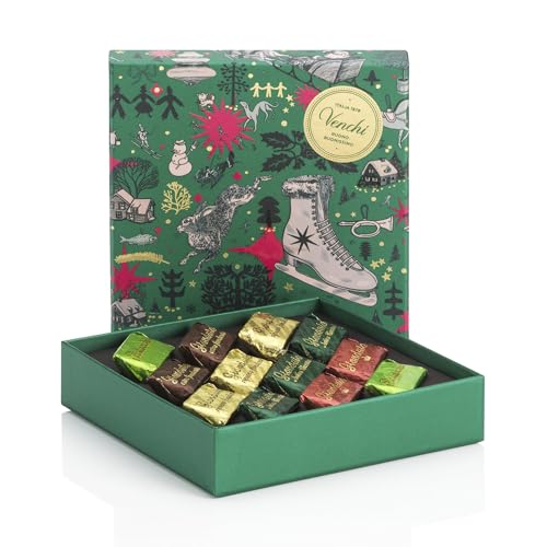 Venchi – Weihnachtskollektion – Grüne Geschenkbox mit verschiedenen Gianduiotti-Pralinen, 110 g – Mit IGP-Piemont Haselnuss – Geschenkidee – Glutenfrei von Venchi