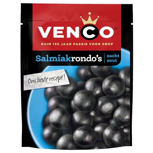 10x Venco Salmiakrondo's 225g I Salzige Lakritzkugeln mit Salmiak Füllung im Kern I Holland Lakritz von Venco