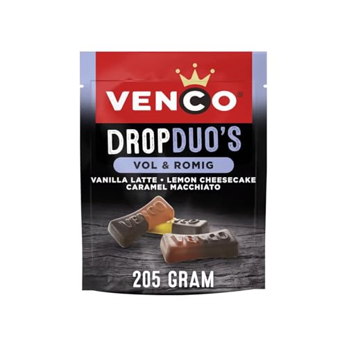 Venco Drop Duo's Lakritz Vol & Romig 205g I Lakritz aus den Niederlanden I holländische Lakritze I Drop I Licorice I Salmiak I Vanille, Lemon und Kaffee Geschmack von Venco