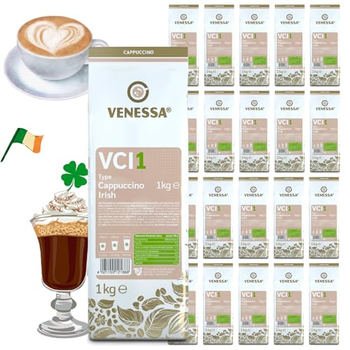 VENESSA Cappuccino Irish VCI1 Vorteilspack 20 x 1kg - Automatengängiger Instantkaffee mit Irish-Cream Note. Perfekt für Gastronomie und Vending-Automaten von Venessa