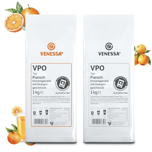 VENESSA Punsch Orange VPO 2 x 1kg Probierpack Instant Punchpulver - Instantgetränk Alkoholfrei - Automaten geeignet - Sehr gut löslich von Venessa