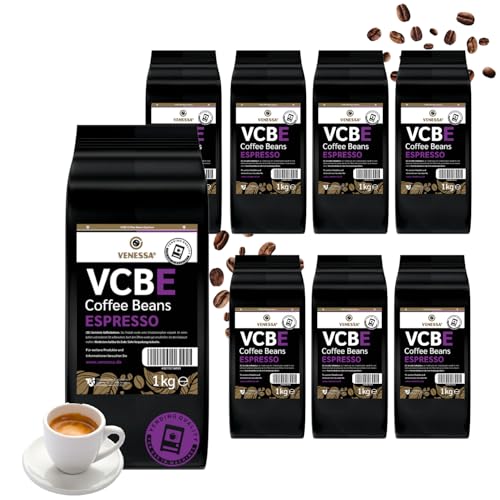 VENESSA VCBE 8 x 1kg Espresso Bohnen - Vorteilspack - Barista Standard, Aromatisch Kräftig Intensiv - Kaffee für alle Automaten, Unternehmen, Cafés, Gasthaus von Venessa