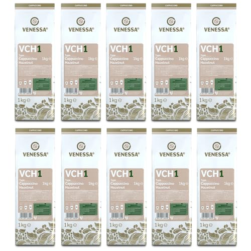 VENESSA VCH 1 Cappuccino Hazelnut 10 x 1kg Sehr ergiebig - Vorratspack - Löslicher Instantkaffee mit Haselnussgeschmack - Aromatisch Cremig - Alle Kaffeevollautomaten Vending & Office von Venessa