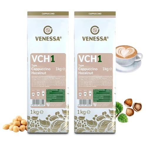 VENESSA VCH 1 Cappuccino Hazelnut 2 x 1kg Probierpack - Löslicher Instantkaffee mit Haselnussgeschmack - Aromatisch Cremig - Alle Kaffeevollautomaten Vending & Office von Venessa