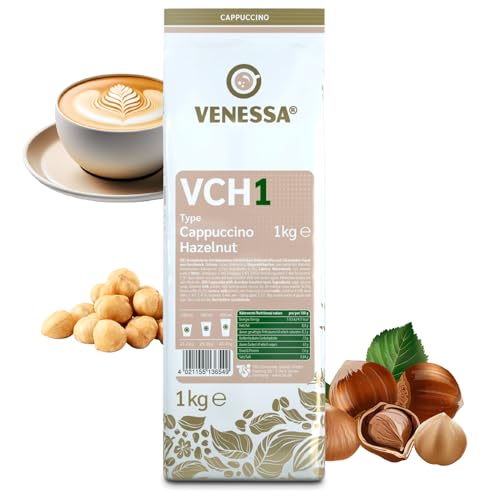 VENESSA VCH1 Cappuccino Haselnuss 5 x 1kg Vorteilspack - Instantkaffee mit Haselnussgeschmack - Ergiebig Löslich Aromatisch - Getränkepulver aus löslichem Bohnenkaffee Cremig Zart von Venessa