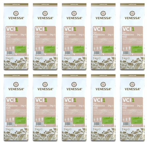 VENESSA VCI1 Cappuccino Irish 10 x 1kg Sehr ergiebig - Vorratspack - Löslicher Instantkaffee Irish Cream - Aromatisch - Alle Kaffeevollautomaten Vending & Office von Venessa