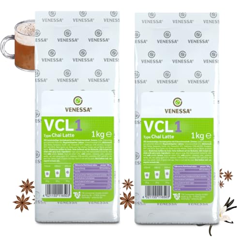 VENESSA VCL1 Chai Latte 2 x 1kg Probierpack Instant Milchtee Getränk Pulver - Instant Getränkepulver - Automaten geeignet - Sehr gut löslich von Venessa