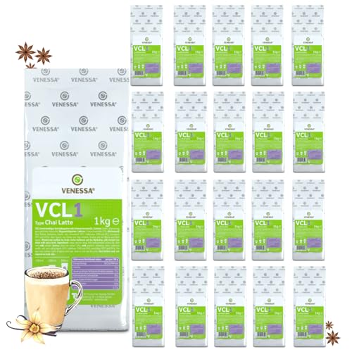 VENESSA VCL1 Chai Latte 20 x 1kg Vorteilspack - hochwertiger Milchtee Pulver für Vending Automaten, hohe Ergiebigkeit, löslich, im Aromaschutzbeutel von Venessa