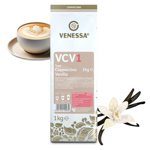 VENESSA VCV 1 Cappuccino Vanilla 5 x 1kg Standbeutel - Instantkaffee mit Vanillegeschmack - Perfekte Vorratspackung - cremiger Cappuccino mit feiner Vanillenote für Ihre Kunden - Vending geeignet von Venessa