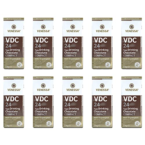 VENESSA VDC 24 Trinkschokolade 10 x 1kg mit 24% Premium Kakao und Milchanteil - leicht süß, cremig für Vorteilspack für B2B, Unternehmen, Firmenkaffee, Bürokaffee, Gastronomie von Venessa