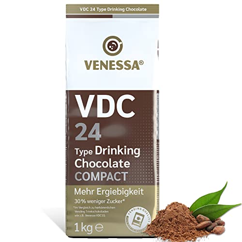 VENESSA VDC 24 Trinkschokolade 20 x 1kg für Geschäftskunden, 24% Premium Kakao und Milchanteil, lösliches Kakaopulver für Gastro, leicht süß, angenehm - Alle Kaffeevollautomaten & Vending geeignet von Venessa