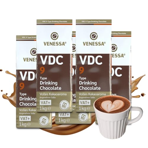 VENESSA VDC 9 Trinkschokolade 5 x 1kg, 9% Premium Kakao und Milchanteil, Kakaopulver für Gastro, Vending-Automaten, leicht süß, angenehm von Venessa